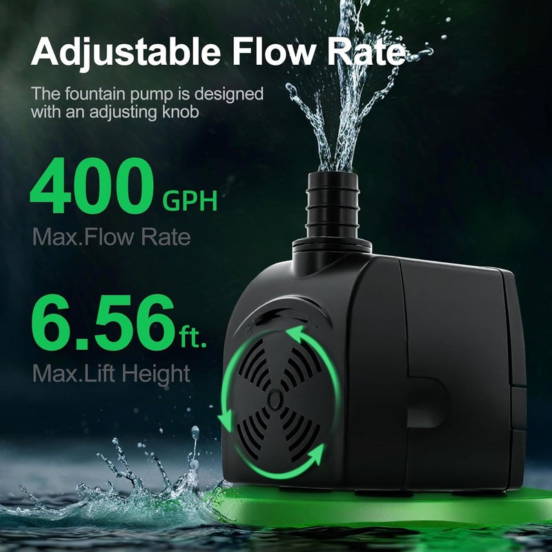 Longrun Replacement Pump 1500L/H 400GPH for 48'' Mirror Waterfall Fountain Indoor Water Fountain - Image 2